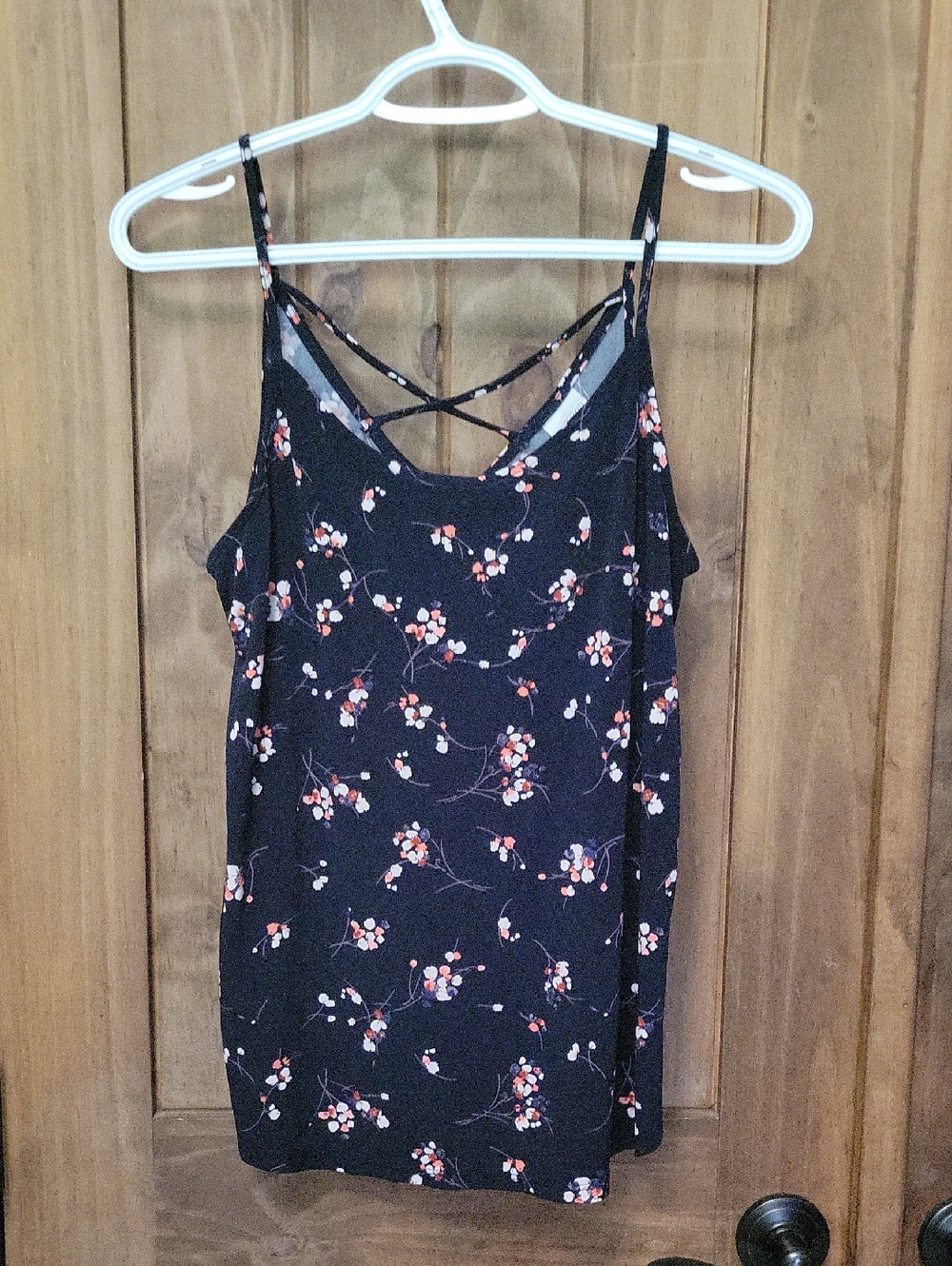 Black Floral Strappy Cami Top